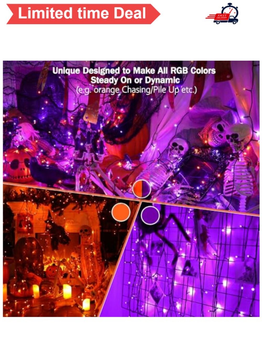 🎃 100 LED USB Color Changing String Lights Remote Timer 33 ft - Picture 2 of 5